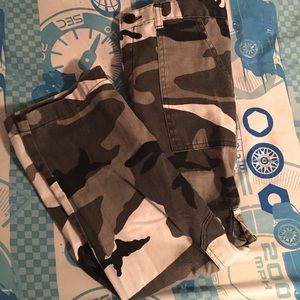 White and Black Camouflage Kids Pants